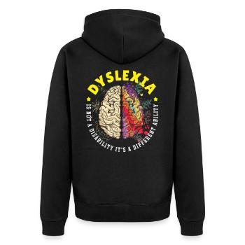 Dyslexia Is A Different Ability Dyslexia Awareness - Unisex Premium Bio Zip Hoodie - Schwarz - Hinten - Nico (187cm)