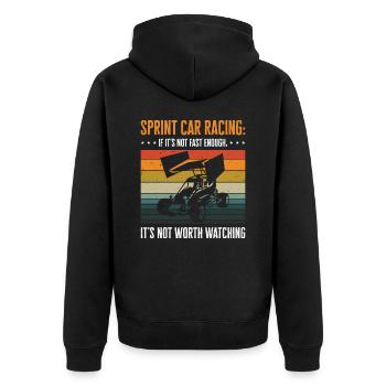Sprint Car Dirt Track Racing - Unisex Premium Bio Zip Hoodie - Schwarz - Hinten - Nico (187cm)