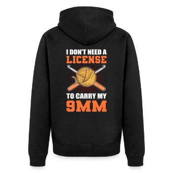 I Do Not Need A License To Carry My 9MM - Unisex Premium Bio Zip Hoodie - Schwarz - Hinten - Nico (187cm)