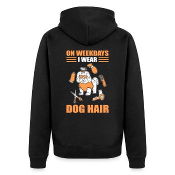 En semaine, je porte un chien en poil de chien chien de toilettage - Veste à capuche bio Premium Unisexe - noir - Dos - Nico (187cm)