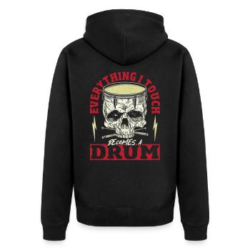 Everything I Touch Becomes A Drum Drummer - Unisex Premium Bio Zip Hoodie - Schwarz - Hinten - Nico (187cm)