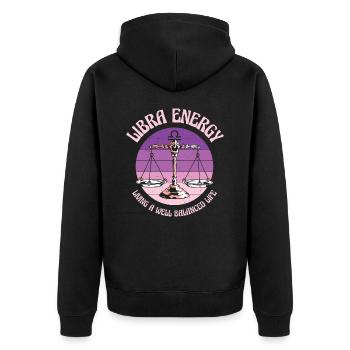Waage Energie Astrologisches Tierkreiszeichen - Unisex Premium Bio Zip Hoodie - Schwarz - Hinten - Nico (187cm)