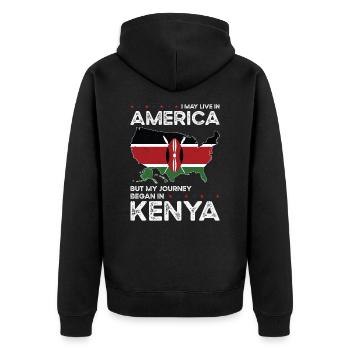 Geboren kenianisch kenianisch amerikanisch USA - Unisex Premium Bio Zip Hoodie - Schwarz - Hinten - Nico (187cm)