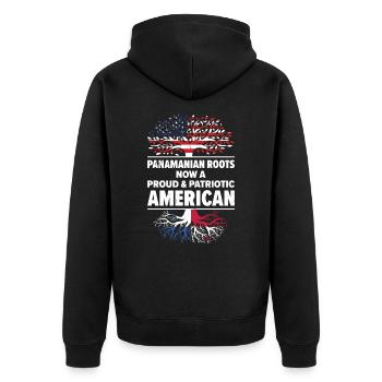 Geboren in Panama Panamaer Amerikaner USA - Unisex Premium Bio Zip Hoodie - Schwarz - Hinten - Nico (187cm)