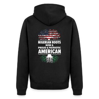 Geboren nigerianisch nigeria amerikanisch USA - Unisex Premium Bio Zip Hoodie - Schwarz - Hinten - Nico (187cm)