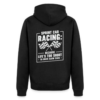 Sprint Car Dirt Track Racing - Unisex Premium Organic Zip Hoodie - black - Back - Nico (187cm)