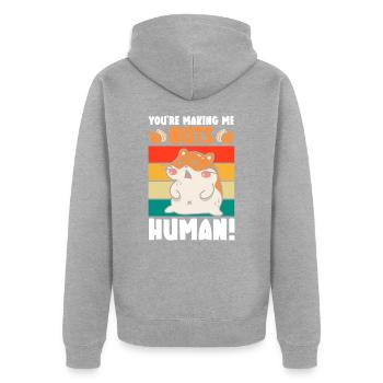 Fieser Hamster Niedliches Tier Hamsterliebhaber - Unisex Premium Bio Zip Hoodie - Grau meliert - Hinten - Nico (187cm)