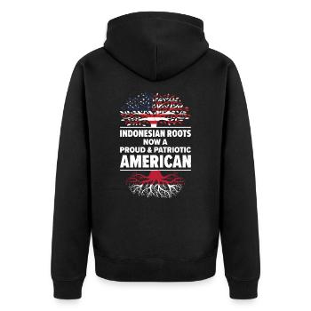 Né Indonésien Indonésie États-Unis - Veste à capuche bio Premium Unisexe - noir - Dos - Nico (187cm)