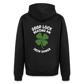 St. Patrick's Day Gaming Shamrock Gamer Video - Unisex Premium Organic Zip Hoodie - black - Back - Nico (187cm)