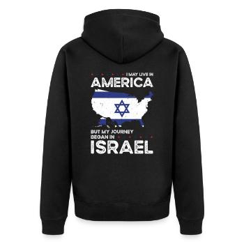 Né Israël Israélien Américain USA - Veste à capuche bio Premium Unisexe - noir - Dos - Nico (187cm)
