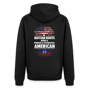 Né haïtien haïtien américain USA - Veste à capuche bio Premium Unisexe - noir - Dos - Nico (187cm)