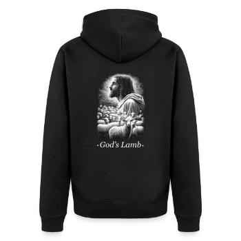 Jésus-Christ Agneau de Dieu Chrétien - Veste à capuche bio Premium Unisexe - noir - Dos - Nico (187cm)