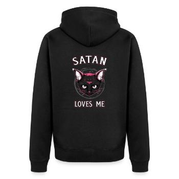 Satan m’aime Chaton satanique Goth - Veste à capuche bio Premium Unisexe - noir - Dos - Nico (187cm)
