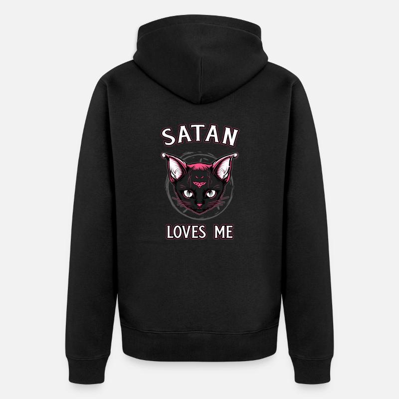 Satan m’aime Chaton satanique Goth - Veste à capuche bio Premium Unisexe - noir