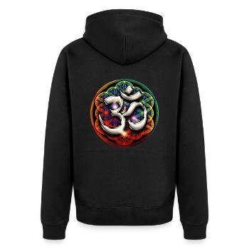 Psychédélique Om Symbole Spirituel Zen - Veste à capuche bio Premium Unisexe - noir - Dos - Nico (187cm)