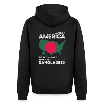 Né au Bangladesh Bangladesh Américains USA - Veste à capuche bio Premium Unisexe - noir - Dos - Nico (187cm)
