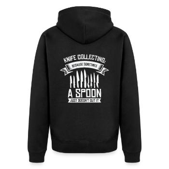 Messersammler Messer Sammeln - Unisex Premium Bio Zip Hoodie - Schwarz - Hinten - Nico (187cm)