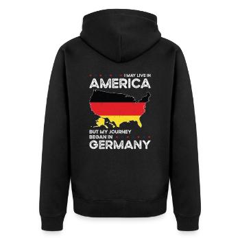Born German Germany American USA Citizenship - Unisex Premium Organic Zip Hoodie - black - Back - Nico (187cm)