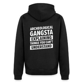 Archäologie Gangsta Menschliche Geschichte - Unisex Premium Bio Zip Hoodie - Schwarz - Hinten - Nico (187cm)