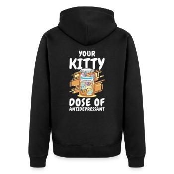 Antidepressivum Kätzchen Medizin Katzenbesitzer - Unisex Premium Bio Zip Hoodie - Schwarz - Hinten - Nico (187cm)
