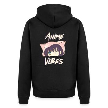 Anime Girl Maga Eyes Anime Vibes Japanese Anime - Unisex Premium Organic Zip Hoodie - black - Back - Nico (187cm)