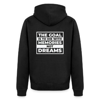 Ziel Leben Zitate Erinnerungen Positive Botschaft - Unisex Premium Bio Zip Hoodie - Schwarz - Hinten - Nico (187cm)