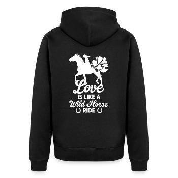Saint-Valentin Equitation Love Horse Silhouette - Veste à capuche bio Premium Unisexe - noir - Dos - Nico (187cm)