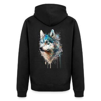 Husky sibérien 01 - Veste à capuche bio Premium Unisexe - noir - Dos - Nico (187cm)