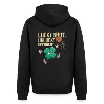 St. Patrick's Day Kleeblatt Kleeblatt Basketball - Unisex Premium Bio Zip Hoodie - Schwarz - Hinten - Nico (187cm)