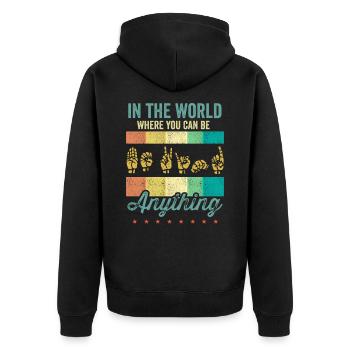 Langue des signes américaine ASL Soyez gentil - Veste à capuche bio Premium Unisexe - noir - Dos - Nico (187cm)