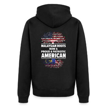 Born Malaysian Malaysia American USA Citizenship - Unisex Premium Organic Zip Hoodie - black - Back - Nico (187cm)