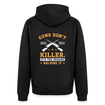 Waffen Pistolenliebhaber Waffenbesitzer Schießen - Unisex Premium Bio Zip Hoodie - Schwarz - Hinten - Nico (187cm)