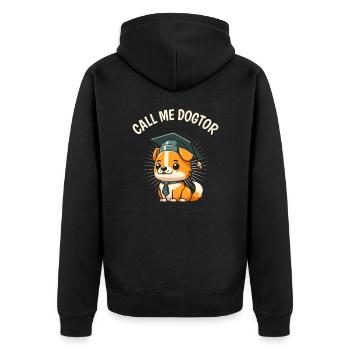 Niedlicher Hund Lustiger Doktortitel Doktorand - Unisex Premium Bio Zip Hoodie - Schwarz - Hinten - Nico (187cm)