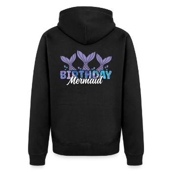 Birthday Mermaid Family Cute Matching Mermaid - Unisex Premium Organic Zip Hoodie - black - Back - Nico (187cm)