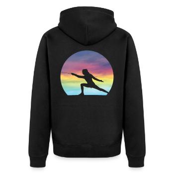 Frauen Fechter Silhouette Mädchen Niedliche Fechten Liebhaber - Unisex Premium Bio Zip Hoodie - Schwarz - Hinten - Nico (187cm)