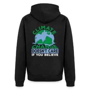 Le changement climatique ne se soucie pas si vous croyez mondial - Veste à capuche bio Premium Unisexe - noir - Dos - Nico (187cm)