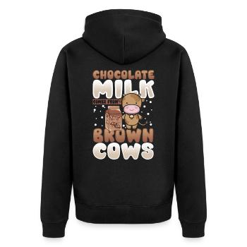 Le lait au chocolat provient de vaches brunes Lait de cacao - Veste à capuche bio Premium Unisexe - noir - Dos - Nico (187cm)