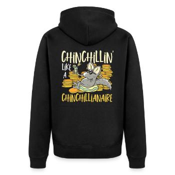 Chinchillin' Like A Chinchillianaire Chinchilla - Unisex Premium Bio Zip Hoodie - Schwarz - Hinten - Nico (187cm)