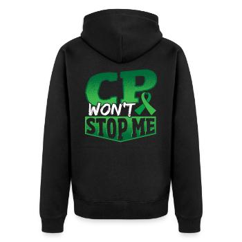 CP Won't Stop Me Cerebral Palsy Warrior Palsy - Unisex Premium Bio Zip Hoodie - Schwarz - Hinten - Nico (187cm)