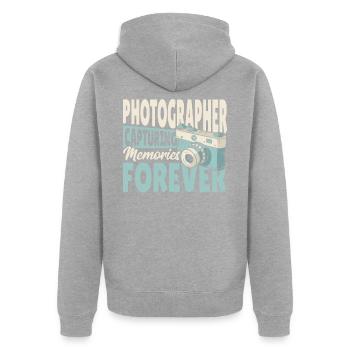 Photographe Capturer des souvenirs pour toujours - Veste à capuche bio Premium Unisexe - gris chiné - Dos - Nico (187cm)