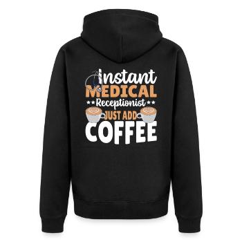 Réceptionniste médical instantané Il suffit d’ajouter du café - Veste à capuche bio Premium Unisexe - noir - Dos - Nico (187cm)