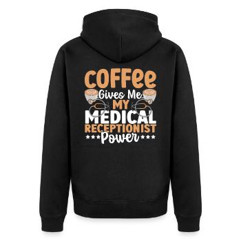 Le café me donne le pouvoir de réceptionniste médical - Veste à capuche bio Premium Unisexe - noir - Dos - Nico (187cm)