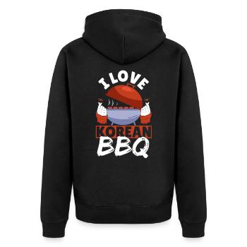 I Love Korean BBQ Traditional Asian Cuisine - Unisex Premium Organic Zip Hoodie - black - Back - Nico (187cm)