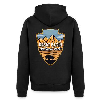 Great Basin US National Park Arrowhead Buffalo - Unisex Premium Organic Zip Hoodie - black - Back - Nico (187cm)