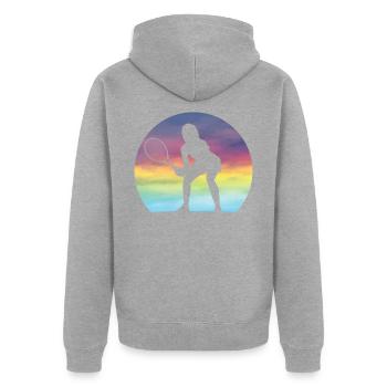 Tennisspielerin Silhouette Mädchen Niedlich - Unisex Premium Bio Zip Hoodie - Grau meliert - Hinten - Nico (187cm)