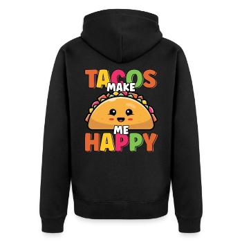 Tacos machen mich glücklich süß lustig Taco Liebhaber Cinco - Unisex Premium Bio Zip Hoodie - Schwarz - Hinten - Nico (187cm)
