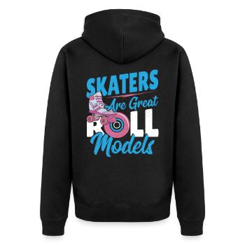 Skaters Are Great Roll Models Roller Skating - Unisex Premium Organic Zip Hoodie - black - Back - Nico (187cm)