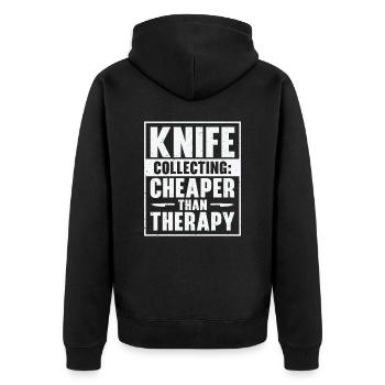 Messersammler Messer Sammeln - Unisex Premium Bio Zip Hoodie - Schwarz - Hinten - Nico (187cm)