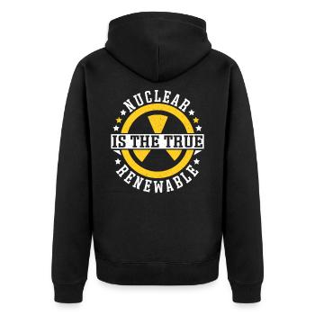Nuclear Is The True Renewable Energy Pro-Climate - Unisex Premium Bio Zip Hoodie - Schwarz - Hinten - Nico (187cm)