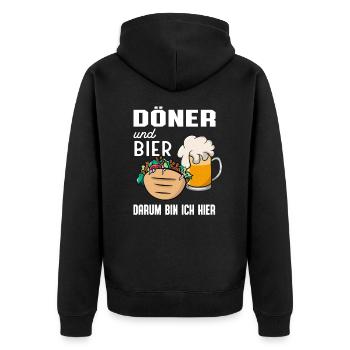 Döner Und Bier Lustiges Kebab Liebhaber - Unisex Premium Bio Zip Hoodie - Schwarz - Hinten - Nico (187cm)